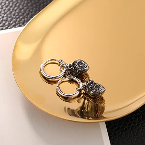 Hzman Stainless Steel Gothic Punk Personality Heart Drop Earrings For Men #TOP4