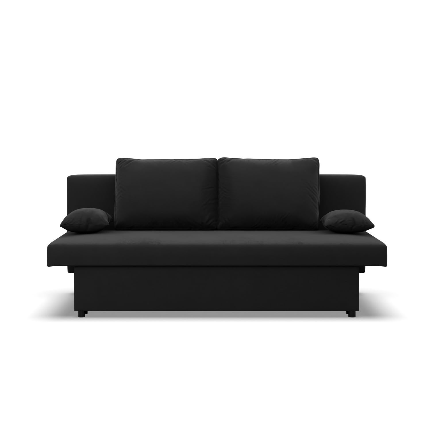 Mebligo - Sofa 3-Sitzer NOLA mit Schlaffunktion und Bettkasten, Schaum, schwarz