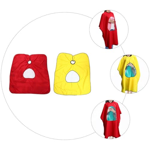 FUOYLOO 2pcs Waterproof Hair Cutting Cape Smock for Adults, Visible Salon Hairdressing Cloak with Red and Yellow, Suitable for Home and Professional Barber Use miniatura 5
