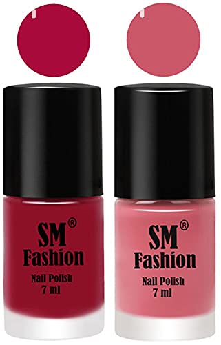 Image of Long Lasting Nail Polish | Nail Paint Combo 7 ml Each) - Set of 2 Raspberry-Nude Pink