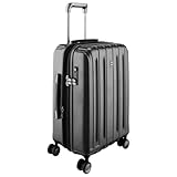 DELSEY Paris Mala expansível de titânio com rodas giratórias, Preto, Carry-On 19 Inch, Mala de titânio expansível com rodas giratórias