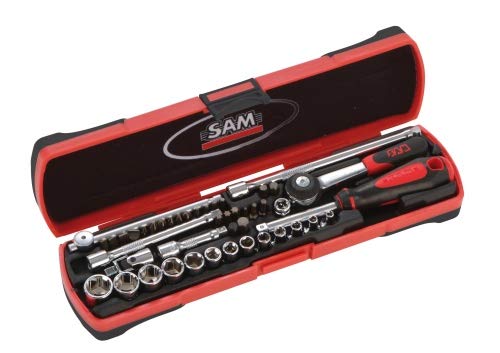 SAM Outillage 73-R45Z - Estuche de llaves de vaso y accesorios (1/4, 45 herramientas de 3,2 a 14 mm)