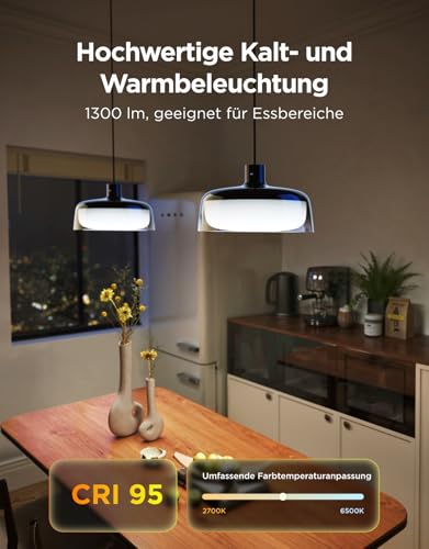 Govee Pendelleuchte, Smart RGBIC und Weißlicht-Hängelampe Esstisch, Drei Lichtringe Segmentierungskontrolle Pendant Light, Dimmable Esszimmerlampe Funktioniert mit Matter für Küche Esstisch 3