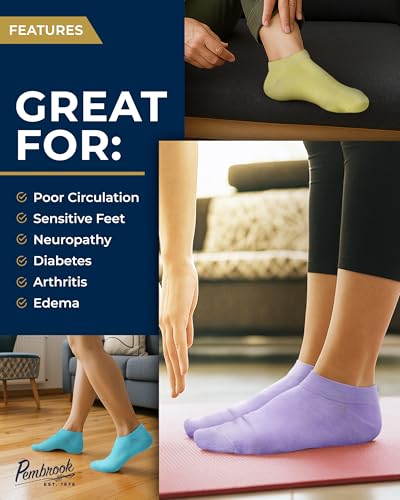 Image of Pembrook Bamboo Viscose Ankle Diabetic Socks for Women and Men - 6 Pairs | Moisture-Wicking, Super Soft, Non Binding