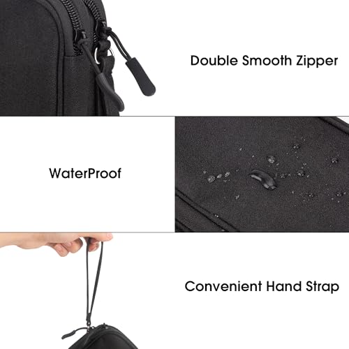 Arae Electronic Accessories Organizer, Travel Essentials Cable Bag with Double-Layer Storage for Cables, Cards, Chargers - Black, M - Image 5
