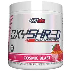 EHPlabs OxyShred Thermogenic Pre Workout Powder & Shredding Supplement – Clinically Proven Preworkout Powder with L Glutamine & Acetyl L Carnitine, Energy Boost Drink – Cosmic Blast, 60 Servings
