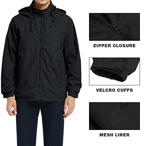 Mens Lightweight Windbreaker Jacket Waterproof Rain Jacket with Hood Soft Shell Jacket4