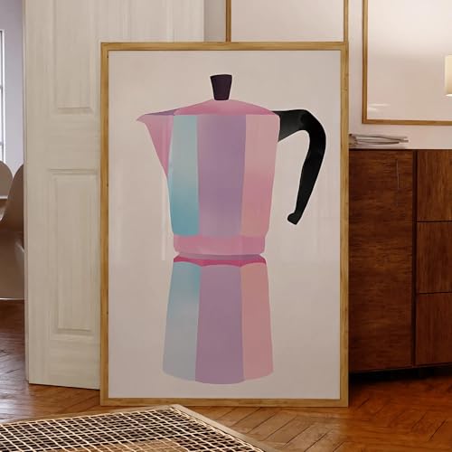 Impression sur toile cafetière rose décoration murale chambre douce