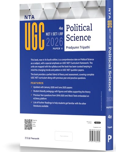 Image of Pearson UGC NET Political Science 4th Edition | For NET /SET /JRF | Solved 2025-26 Papers, Unit-wise PYQs, Political Theory, IR, Public Administration & Practice (UGC preparation series 2026)