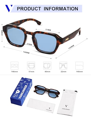 Image of VANLINKER Retro Vintage Polarized Trendy Small Square Sunglasses for Women Men 2025 Fashion Shades VL9858