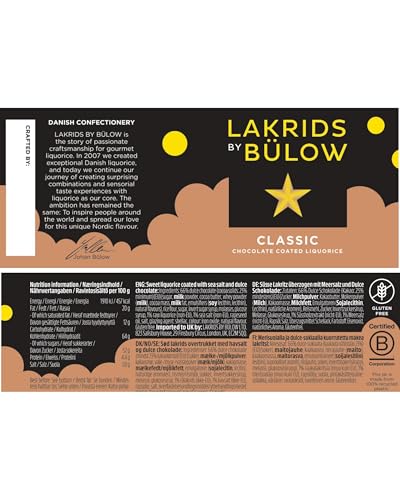 LAKRIDS BY BÜLOW - Classic Caramel · Dänische Gourmet Lakritz-Kugeln · Süßer Lakritzkern umhüllt von Dulce-Schokolade und Meersalzflocken