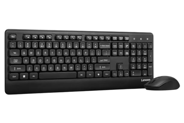 Lenovo USB-A Keyboard & Mouse Wireless Combo, Seamless 2-in-1 Receiver, Spill-Resistant Keyboard, Keys Tested to 10M clicks, DPI Adjustment Mouse, ROHS Compliant, 0.493Kg, 4X31U02453, 1Y Warranty view 2