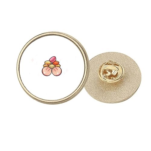 Broche ronde dorée motif macaron France taille M finition luxe