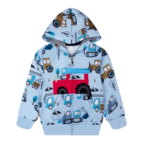 Image of Boys Toddler Zip Up Hoodie Kids Fall Winter Jacket Cute Sweatshirt With Hood 2-7 Years Old