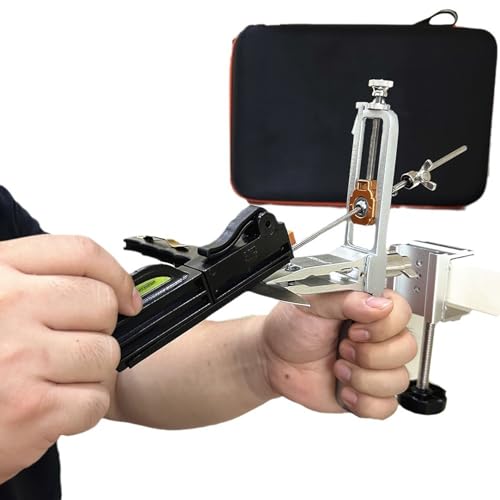 TOOSOAR Manuale Professionale, Affilacoltelli Professionale Viene Fornito con Una Base per uso Interno all'Aperto, con 4 Pietre di Affilatura per La Cucina Campeggio Caccia