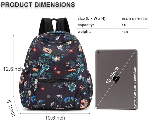 Image of Pealwel Mini Backpack Purse for Women,Small Nylon backpacks for Ladies Backpacks Women Anti Theft Travel Bag (Flower)