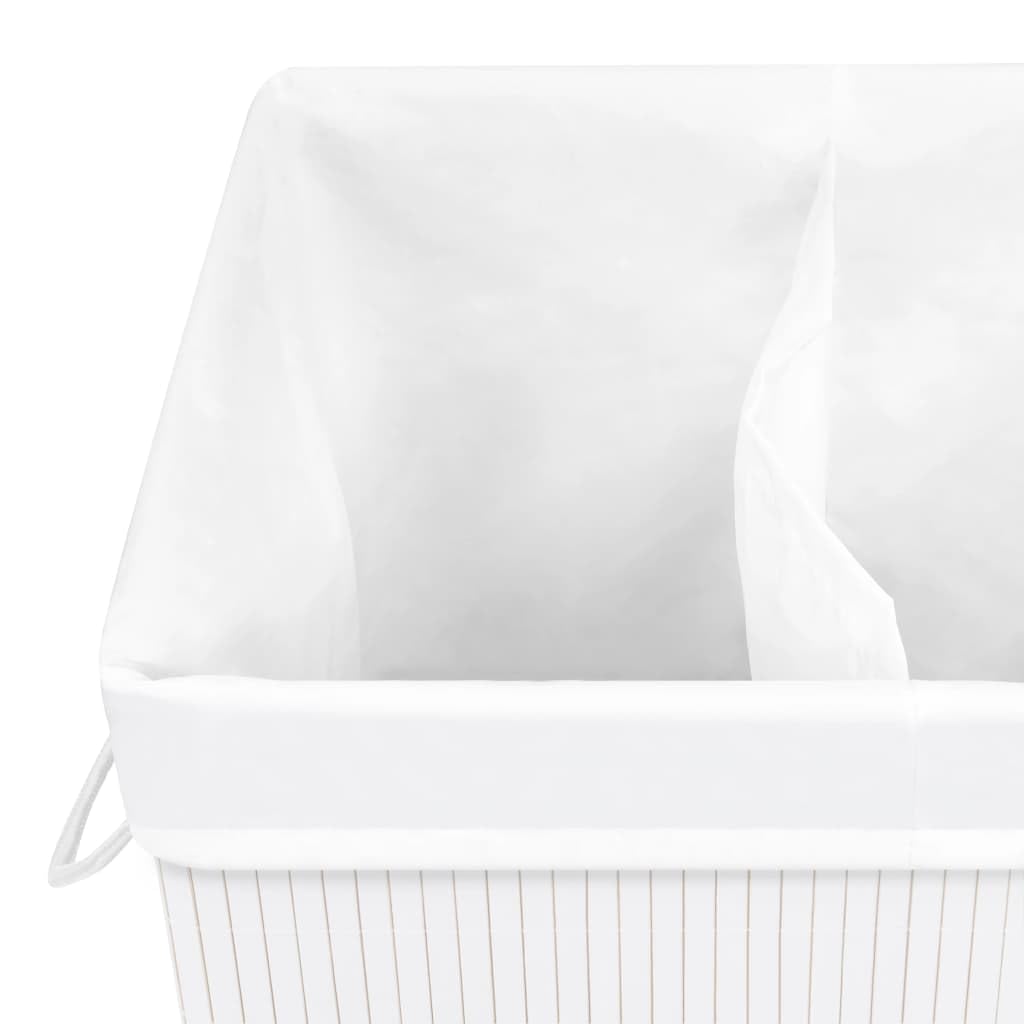 Cesto portabiancheria in bambù bianco 72 l