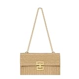 Rancco Straw Clutch Purses for Women, Woven Purse with Detachable Strap Hardware Buttom Closure for Beach Vacations, Parties, Romantic Dates, Rattan Purse for Shoulder Crossbody, 10.4x6.1x0.6inch