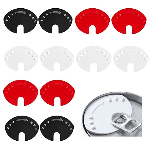 Cierre de Lata,12 Tapas para latas de bebidas,Para Latas de Bebidas, a prueba de polvo, para latas de cerveza, soda, pop (Negro Blanco Rojo)