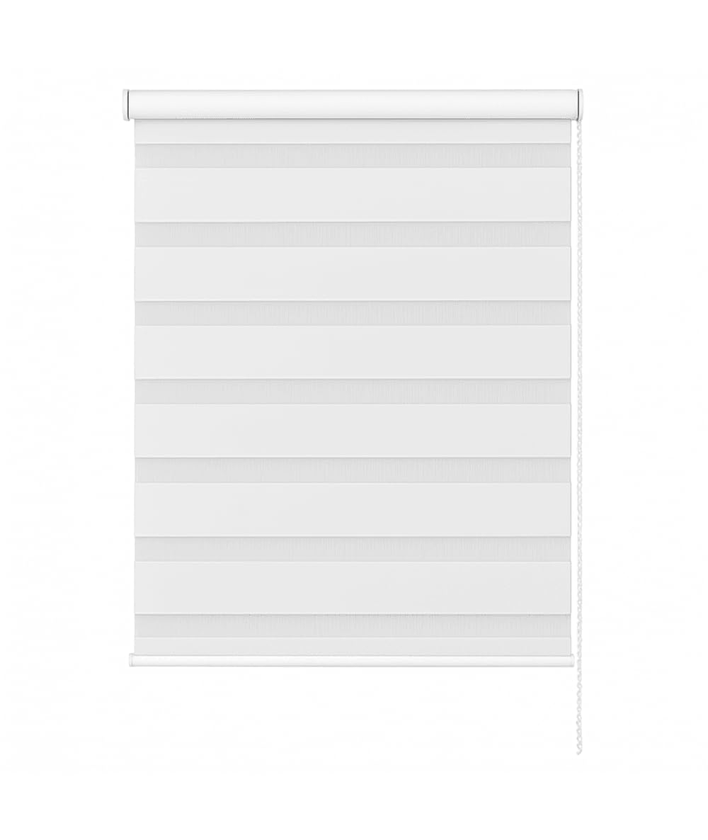 New Edge Blinds White Day & Night Zebra Roller Blind (165Cm Drop) - 80Cm