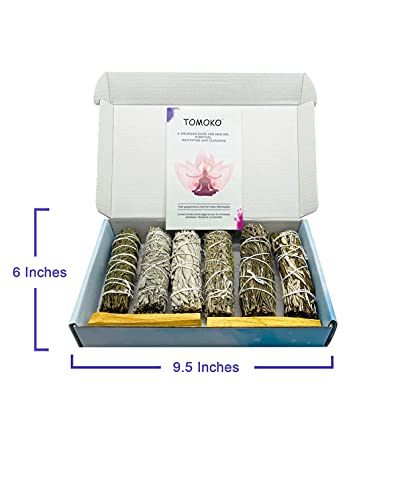 Smudge Stick Sample Kit - White Sage, Rosemary, Blue Sage, Cedar, Black Sage, Yerba Santa, 4 Palo Santo & Smudging Guide! Healing, Purifying, Meditating, Incense & Cleansing (Stick Sampler) #TOP2