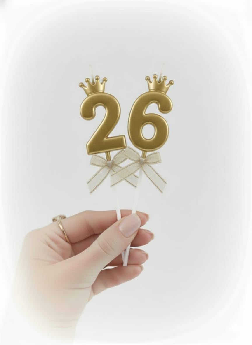 Shreeji Enterpries Celebrate That Magical Twenty-Six Milestone with Our Stunning Gold Crown Number '26' Birthday Candle!-image-31