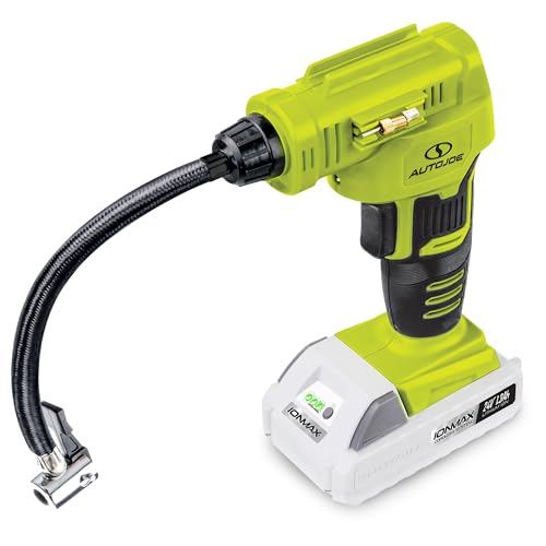 Auto Joe Kit de compresor de aire portátil inalámbrico 24V-AJC-MAX | Con batería de 1.3 Ah, accesorios de boquilla y bolsa de almacenamiento