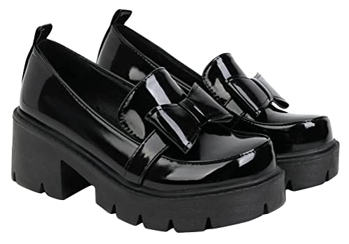Image of Women's Platform Mary Janes Chunky Heel Ankle Strap Uniform Dress Shoes Heeled Gothic Lolita Oxfords