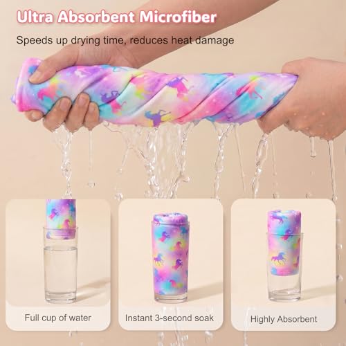 Basumee Microfiber Hair Towel Wrap for Kids Girls, Ultra Absorbent, 2 Pack - Image 2