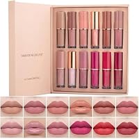 Beliky Girl 12 Colors Nude Liquid Lipstick Makeup Set Matte Velvet Non-Stick Cup Not Fade Long-Lasting Waterproof Pink Lip Gloss High Shine Lip Plumping Glass Finish Lipstick Set Gift Kit For Women