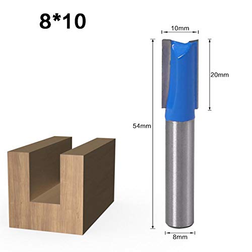 BERWENNY 8MM Shank 2 Flute Woodworking Tools Router Bits for Wood Tungsten Carbide End Milling Cutter Set 6 8 10 12 20mm (Cutting Edge Length : 8x10mm)