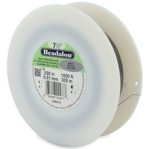 Beadalon 7-Strand Bead Stringing Wire, 0.020-Inch, Bright, 1000-Feet