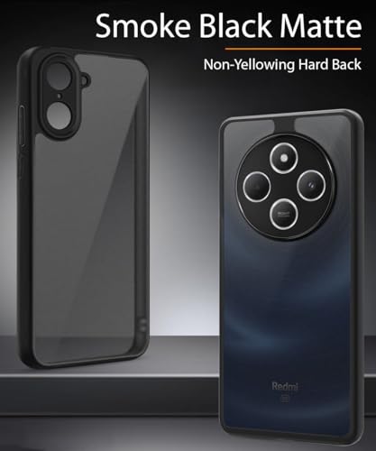 Image of WOW IMAGINE Translucent Hybrid Back Case Cover for Redmi A4 5G | Poco C75 5G | Redmi 14C 5G Smoked Matte Back | Shock Proof 360 Degree Protection | Protective Hard Case - Matte Black