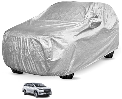 Image of Auto Hub Waterproof Car Cover Compatible with Hycross with Mirror Pockets, Soft Cotton Lining, Hycross Car Cover Waterproof, Metallic Silver
