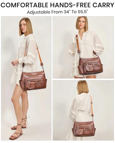 Image of Bluome Vegan Leather Crossbody Purse for women Multi Pocket Crossbody Bag Messenger Bag Travel Purse Handbag Shoulder