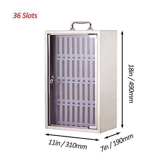 Image of Wall-Mounted Lockable Mobile Phone Storage Box with Handle - 12-Slot Safe Deposit Case for Office /Classroom Staff - Secure Cell Phone,36slots