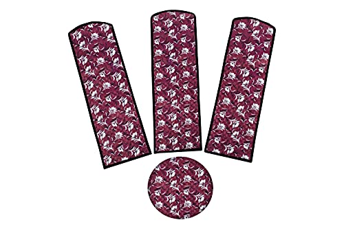 Image of Stylista Waterproof & Dustproof Three Blade Ceiling Fan Cover with attachable Enclosure Set of 2 Fan Covers Floral Pattern Magenta
