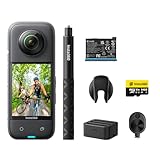 Insta360 X3 ｜360度全景カメラ 新型1/2インチ48MPセンサー IPX8防水 5.7K360度動画 72MP360度写真 手ブレ補正 アクティブHDR 4K一人称視点 60fps自撮り 360度水平維持 AI編集 音声制御2.0 長時間 カム 360度ライブ配信 Vlog、バイク、水中撮影用 webカメラモード 究極キット-64GB SDカード