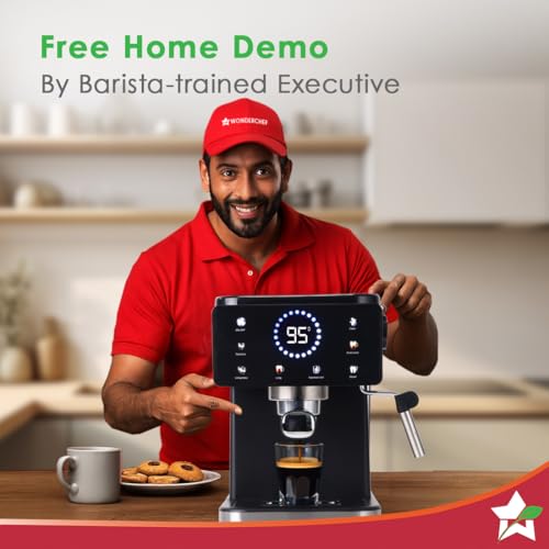Image of Wonderchef Rinaldi 20 Bar Espresso Coffee Maker | Temperature Gauge | Espresso, Cappuccino, Latte, Mocha & Cold Coffee | Steam Frother | 1.5L Tank | 1200W | 2-Year Warranty