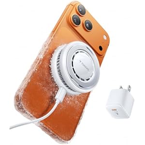 TORRAS PolarCircle Qi2 Wireless Charger, 15W Cooling Magnetic Pad for iPhone 17/16/15/14, Wireless Charger for Samsung Galaxy S25 with 360°Spin Stand, Semiconductor Game Cooler, with 5ft Typ