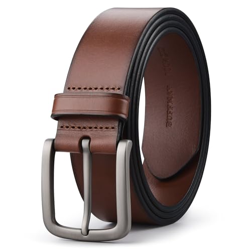 Buffway Men's Leather Belt,1.5" Handmade Top-Grain LeatherDurable,Comfortable,Suitable for Everyday Formal & Casual Wear