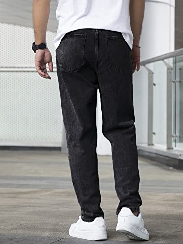 Image of AVANOVA Men's Slant Pocket Wide Leg Jeans - Casual Loose Fit Denim Pants, Cotton Blend Trousers with Slant Pockets for Daily & Streetwear (Jeans-139)