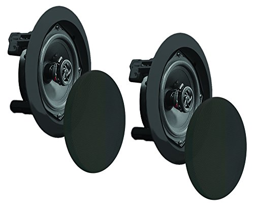 Pyle Ceiling Wall Mount Speakers - 5.25” Pair Of 2-Way Midbass Woofer Speaker 1'' Polymer Dome Tweeter Flush Design W/ 80Hz - 20Khz Frequency Response & 150 Watts Peak Easy Installation - Pdic51Rdbk #TOP4