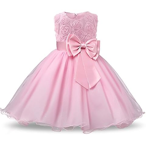 NNJXD Girl Sleeveless Lace 3D Flower Tutu Holiday Princess Dresses …, Pink, 2-3 Years Cover