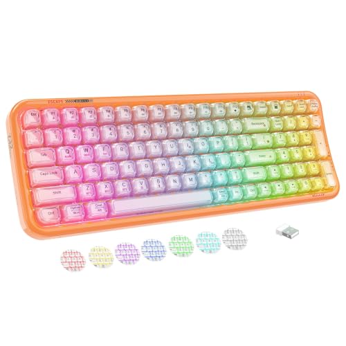 Image of Orange Light Up Keyboard Wireless,Clear Transparent Backlit Jelly Keycaps