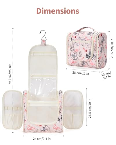 Image of Hanging Travel Toiletry Bag Cosmetic Make up Organizer for Women and Men, Beige Bird (Large),
