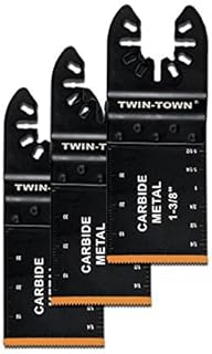 TWIN-TOWN 3 Pack Carbide Teeth Oscillating Multitool Blade Carbide Saw Blades for Hard Material/Metal/Nails/Bolts/Screws