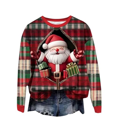 Qixiu Weihnachtspullover Damen mit led,Weihnachtspullover...