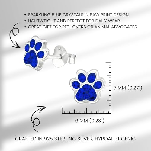 925 Sterling Silver Paw Print Stud Earrings, Dainty Tiny Pet Lover Jewelry Gift2