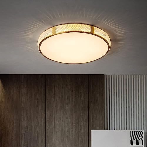 Lustre plafonnier cristal et cuivre véritable style postmoderne